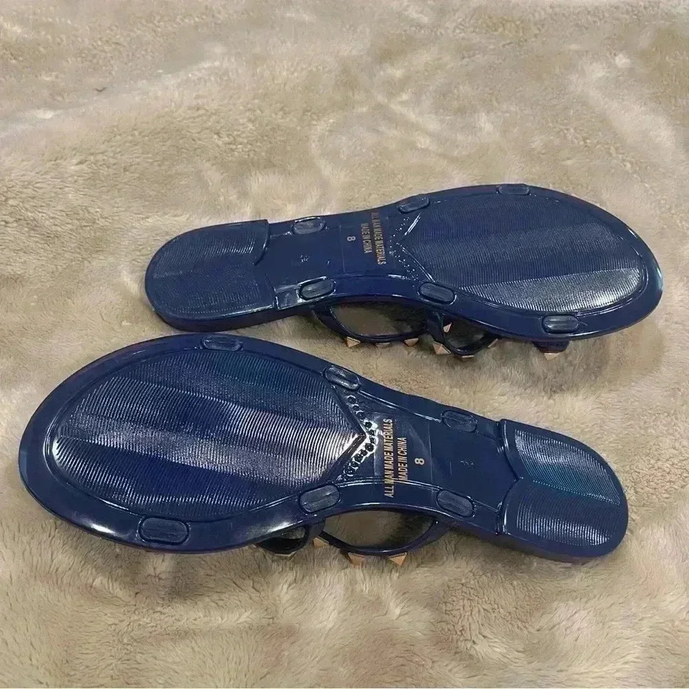 Slide Sandals With Gold Chain Detail Across - Picture 5 of 6